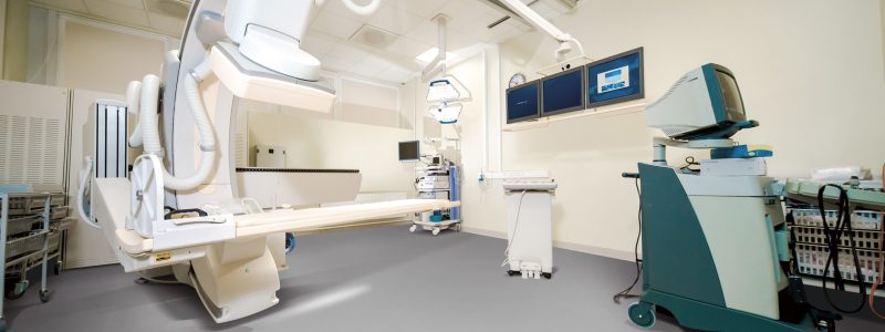 Body scanner equipment in oncology department at hospital