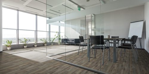Spacious interior with a modern conference room