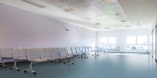 Empty and clean waiting room in a hospital