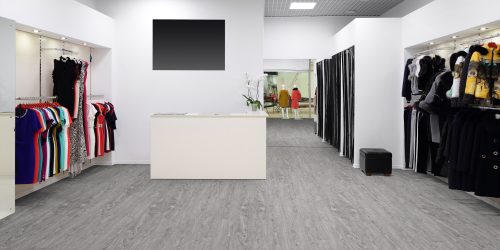 luxury and fashionable brand new interior of cloth store